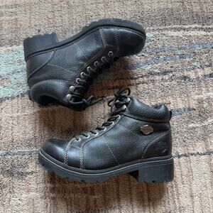 Women's Harley Davidson Motorcycles Black Leather Tyler Short Lace-Up Boots 9.5